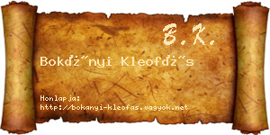 Bokányi Kleofás névjegykártya