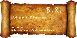 Bokányi Kleofás névjegykártya