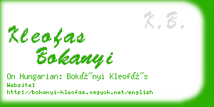 kleofas bokanyi business card